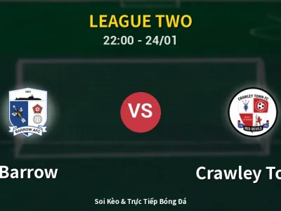 Soi Kèo Barrow vs Crawley Town – 22:00 24/01 | Nhận Định, Dự Đoán Tỷ Số
