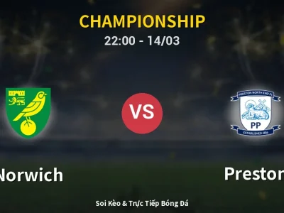 🔴 Trực Tiếp: Norwich 1-0 Preston – Link Xem Championship (Full HD)