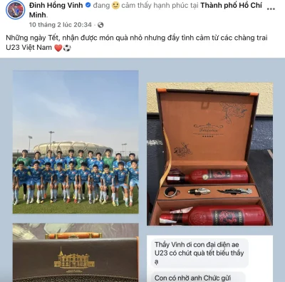 U23 Việt Nam 'gây bão' mạng xã hội với món quà Tết đầy nghĩa tình gửi thầy Đinh Hồng Vinh 1